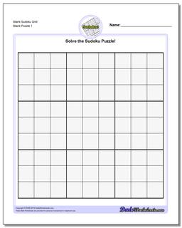 Sudoku Blank Worksheet