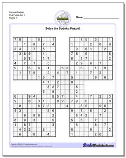 Sudoku Samurai Five Worksheet