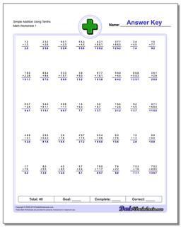Addition Worksheet with Decimals