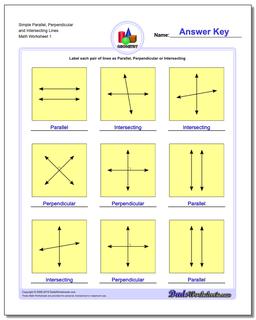 Parallel, Perpendicular, Intersecting Basic Geometry Worksheet