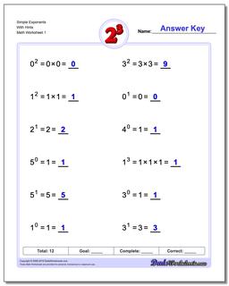 Exponents Worksheet