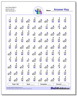 Fact Family Worksheets
