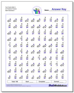 Fact Family Worksheets