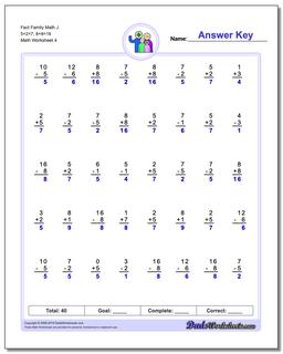 Fact Family Worksheets