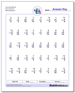 Fact Family Worksheets