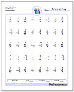 Fact Family Worksheets