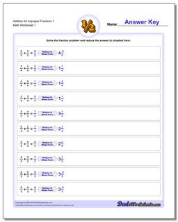 Improper With Same Denominator Fraction Worksheet Addition Worksheet