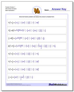 Fraction Worksheet Division Worksheet with Wholes