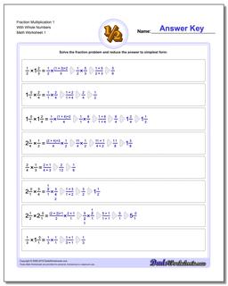 Fraction Worksheet Multiplication Worksheet with Wholes