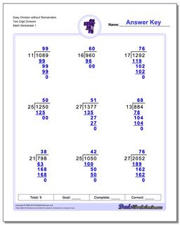 Long Division Worksheet with Multi-Digit Divisors