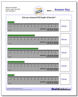 Measure Centimeters from Zero Metric Measurement Worksheet
