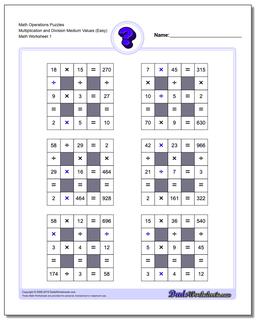 All Operations logic puzzles with Missing Operations (Medium) Number Grid Puzzle