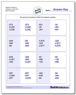 Ordering Numbers Worksheet Mixed Place Value Negative