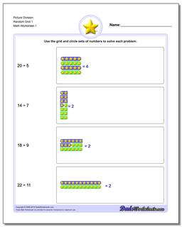 Picture Math Division Worksheet Random Grid