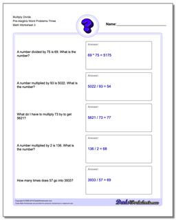 Pre-Algebra Word Problems