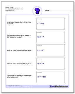 Pre-Algebra Word Problems