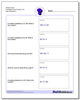 Pre-Algebra Word Problems