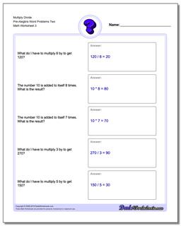 Pre-Algebra Word Problems