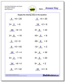 Mixed Multiplication Worksheet and Division Worksheet Problems Worksheet Pre-Algebra