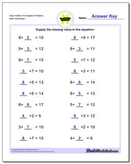Pre-Algebra Worksheet