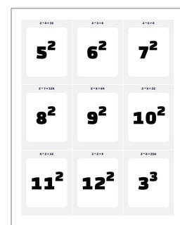 Exponents Printable Flash Cards