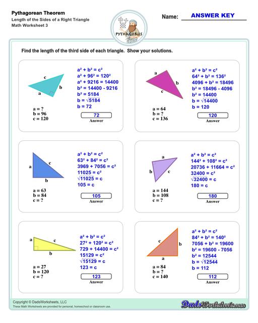 Pythagorean Theorem Worksheets