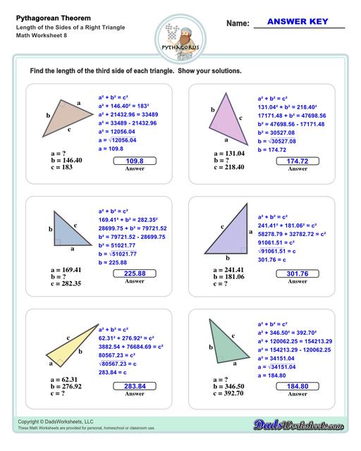 Pythagorean Theorem Visual Model Worksheets