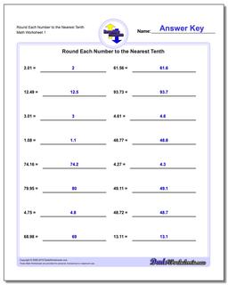 Rounding Numbers Simple With Decimals Worksheet