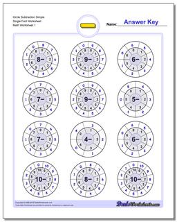 Subtraction Worksheet Fact Circles