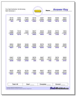 Subtraction Worksheets