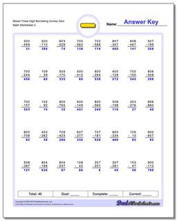 Subtraction Worksheets