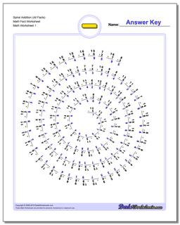 Subtraction Worksheet Spiral Facts