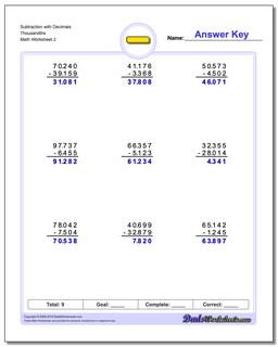 Subtraction Worksheets