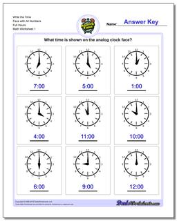 Telling Analog Time Worksheet