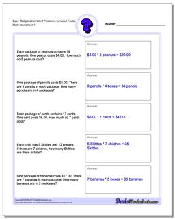 Word Problems Worksheet Extra Facts Multiplication Worksheet